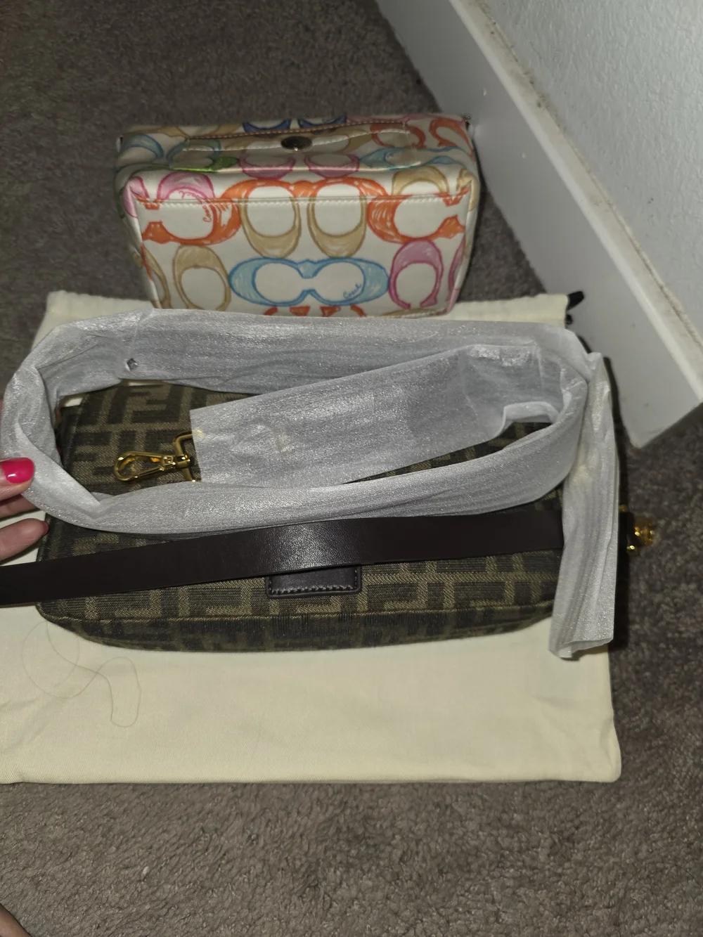 Brown and Black Monogram Crossbody Bag